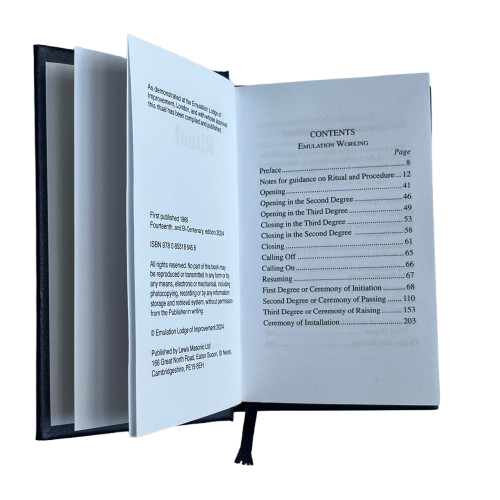 Open book showing a table of contents on a white background