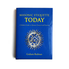 A book cover of 'Masonic Etiquette Today' by Graham Redman, featuring a blue background with a silver Masonic emblem and yellow text.