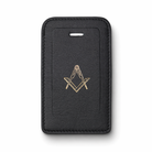 Passport holder featuring a gold Masonic square-and-compass emblem