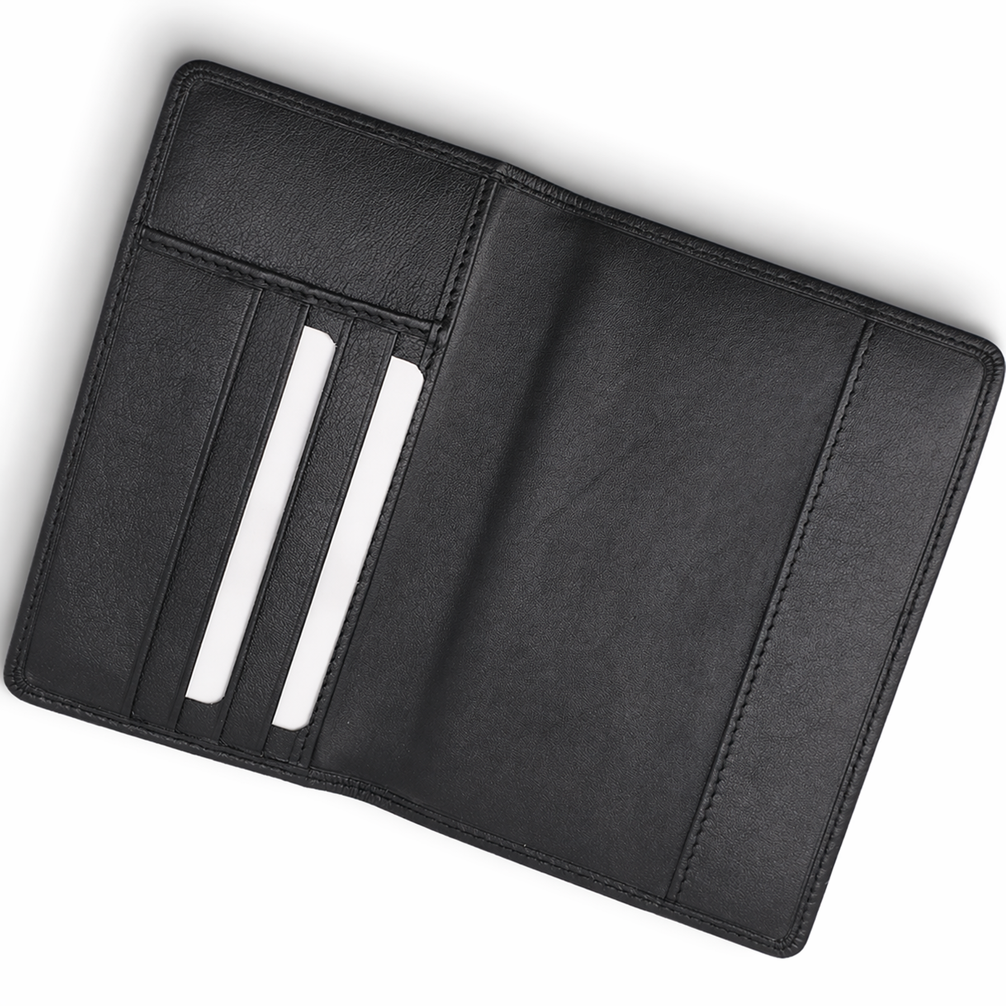 Inside view of a travel wallet featuring a gold Masonic square-and-compass emblem