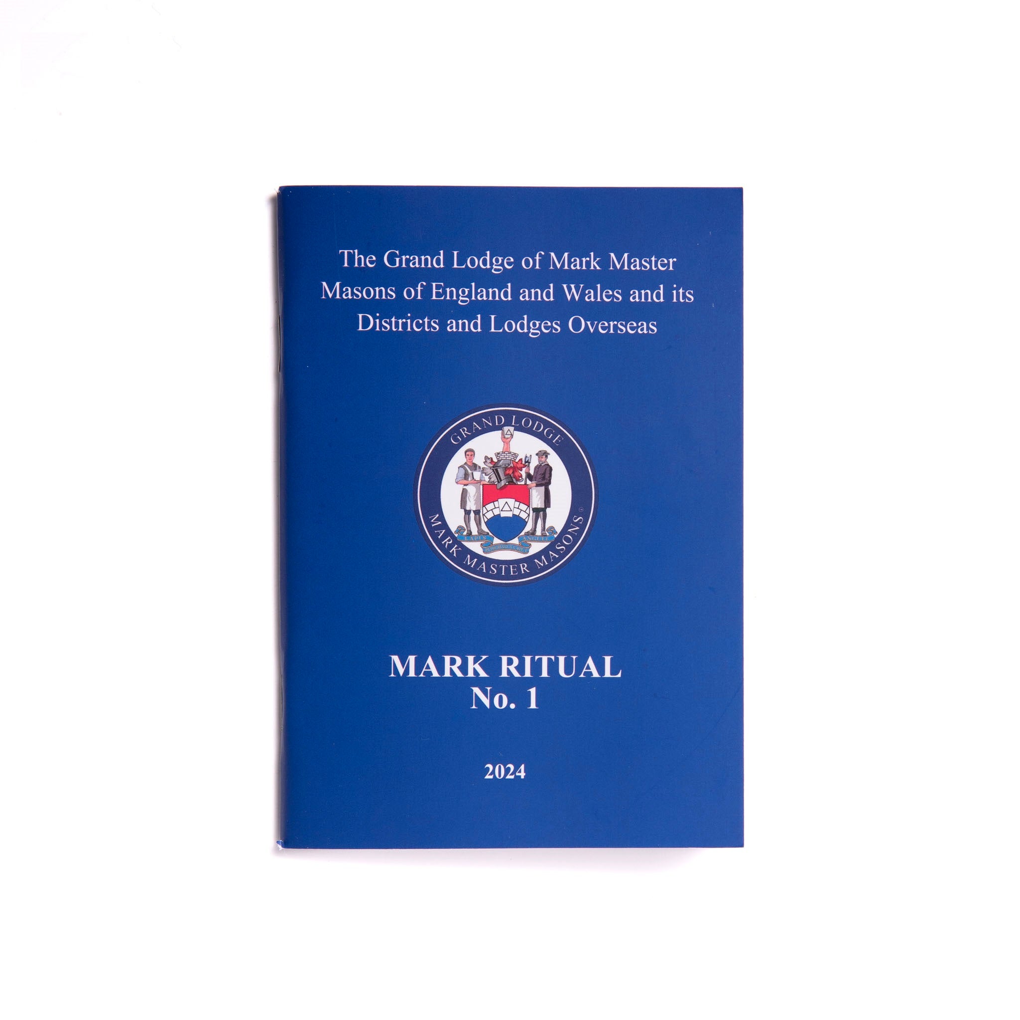A blue cover book titled 'MARK RITUAL No. 1' with the emblem of The Grand Lodge of Mark Master Masons.
