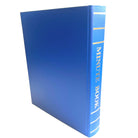 A bound Masonic minute book with a blue and black back cover, the title 'MINUTE BOOK' is visible on the spine.