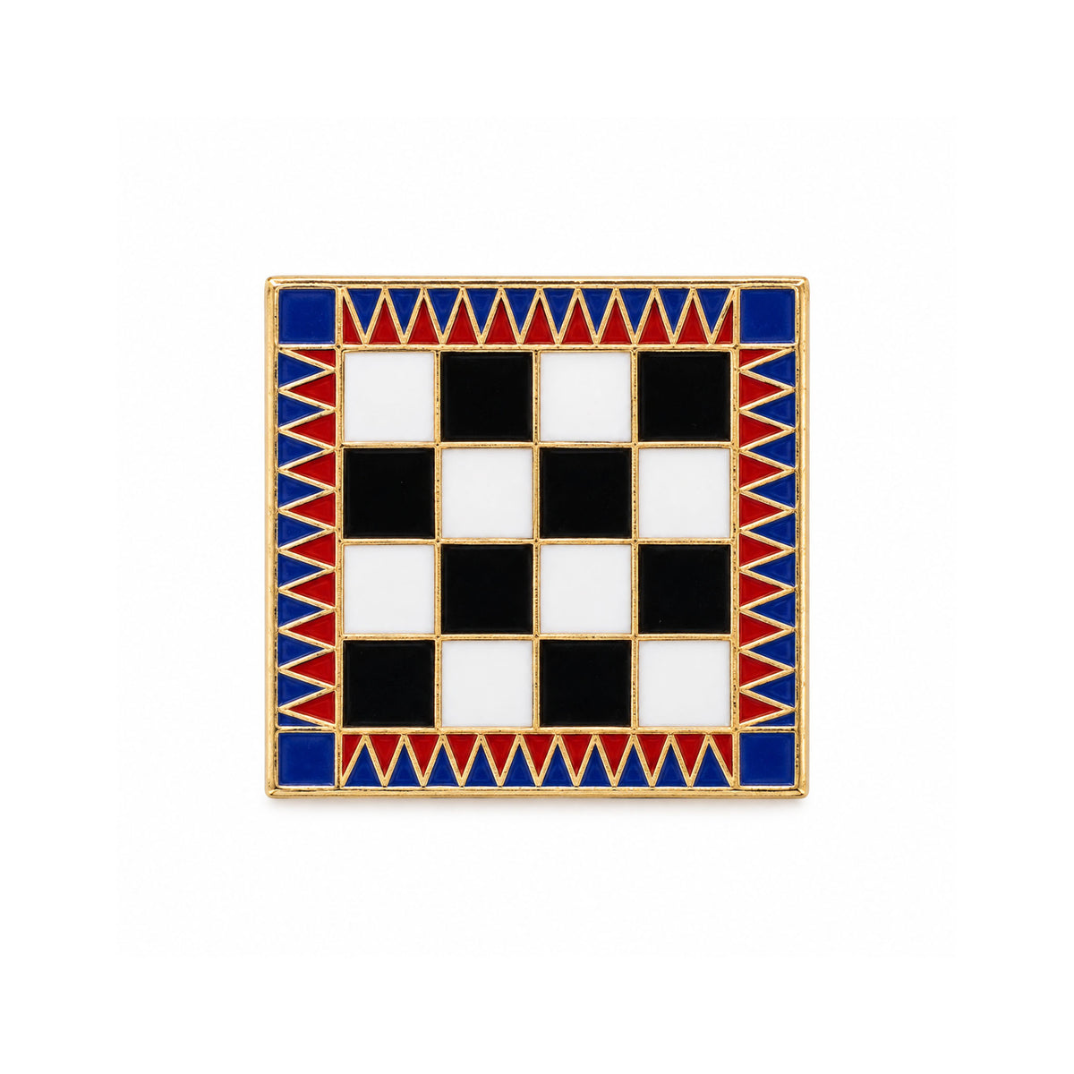 A black and white chequered Masonic Lapel Pin Badge with a polished finish.