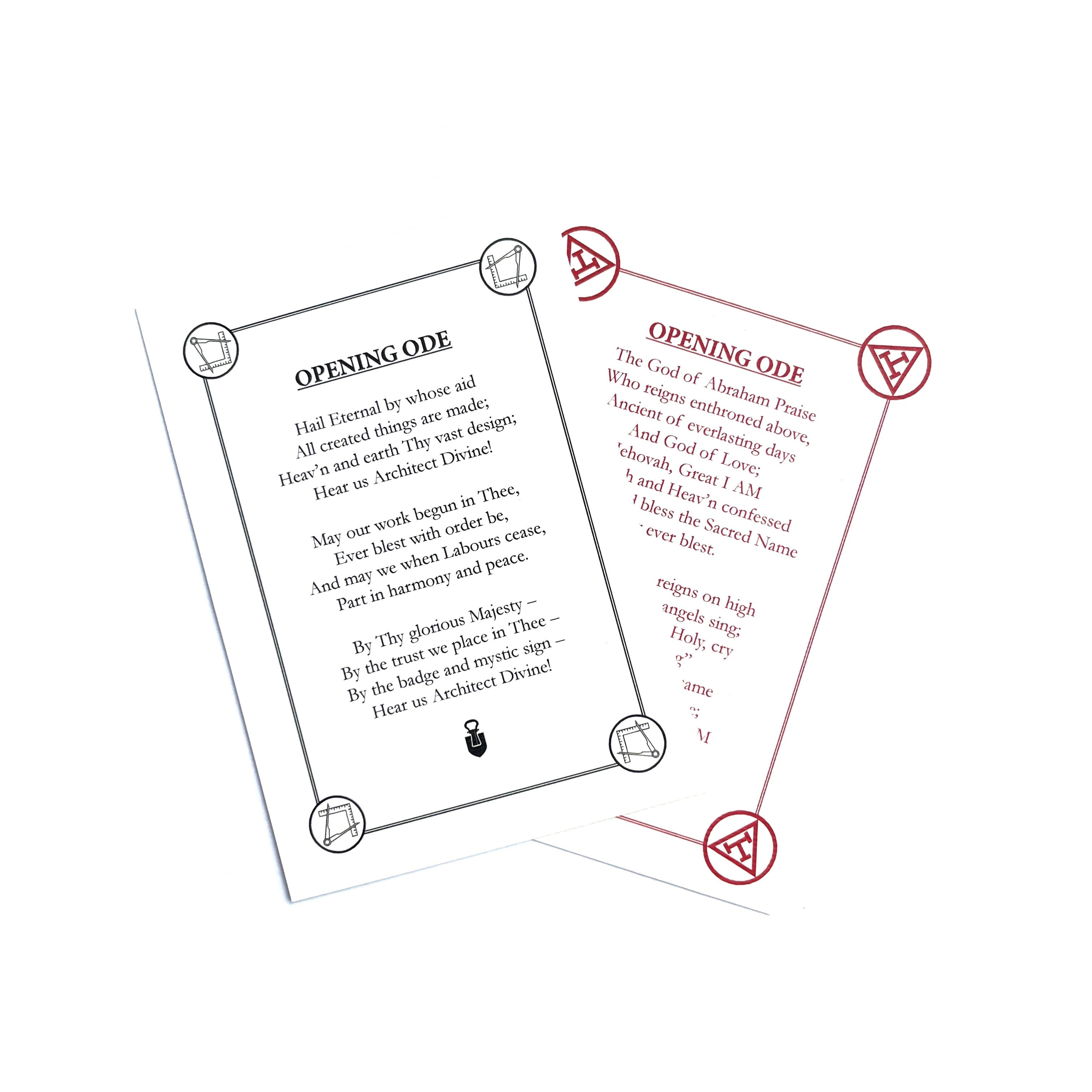 Two pages of text with decorative elements on a white background