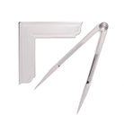 A set of silver-plated Masonic working tools including a square and compasses, presented on a white background.