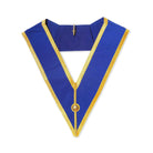A blue and gold Masonic Craft Provincial Collar with a metallic emblem in the center.
