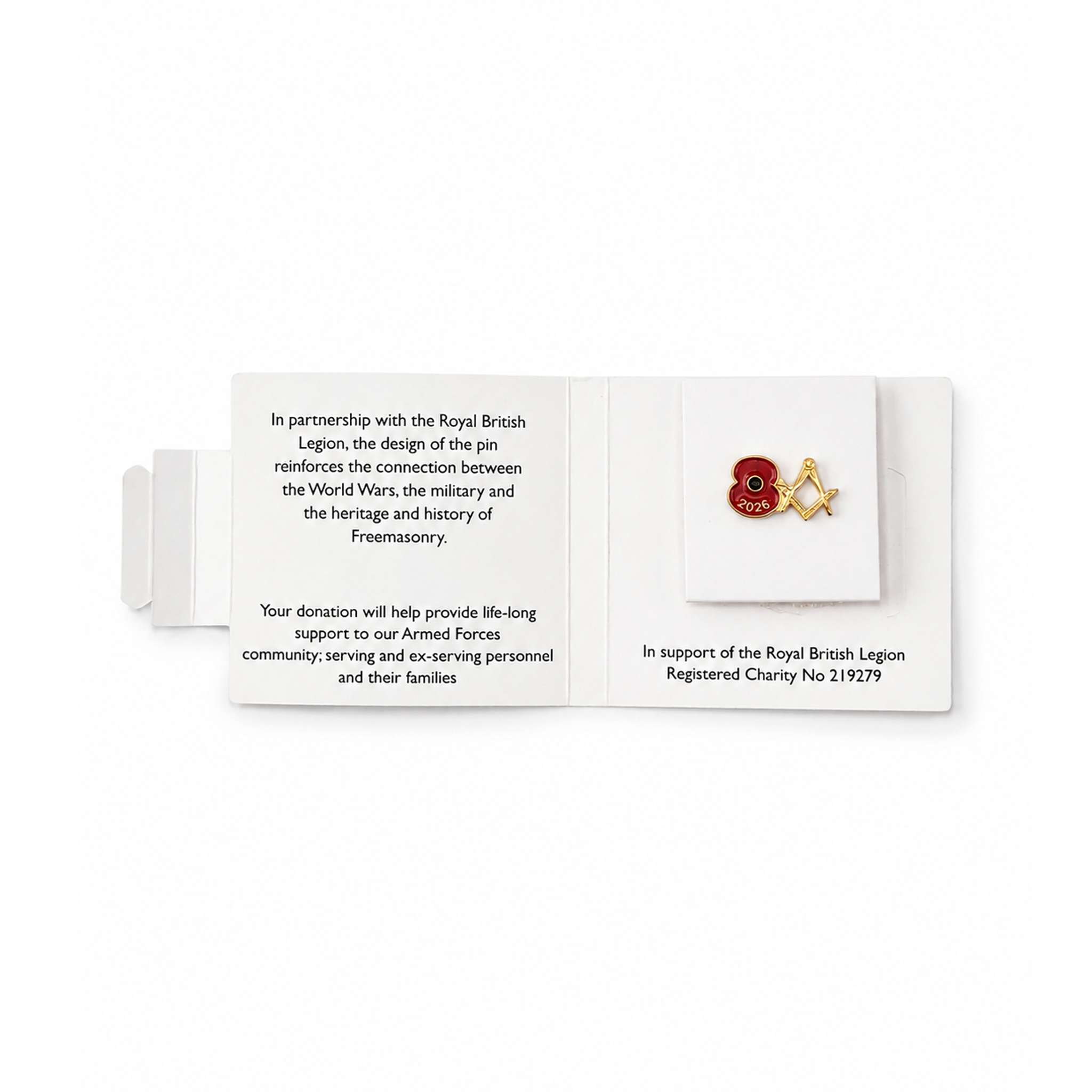 2026 Masonic red poppy lapel pin in partnership with the Royal British Legion