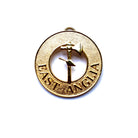 Gold coloured collar jewel with 'East Anglia' text and anchor design on a white background