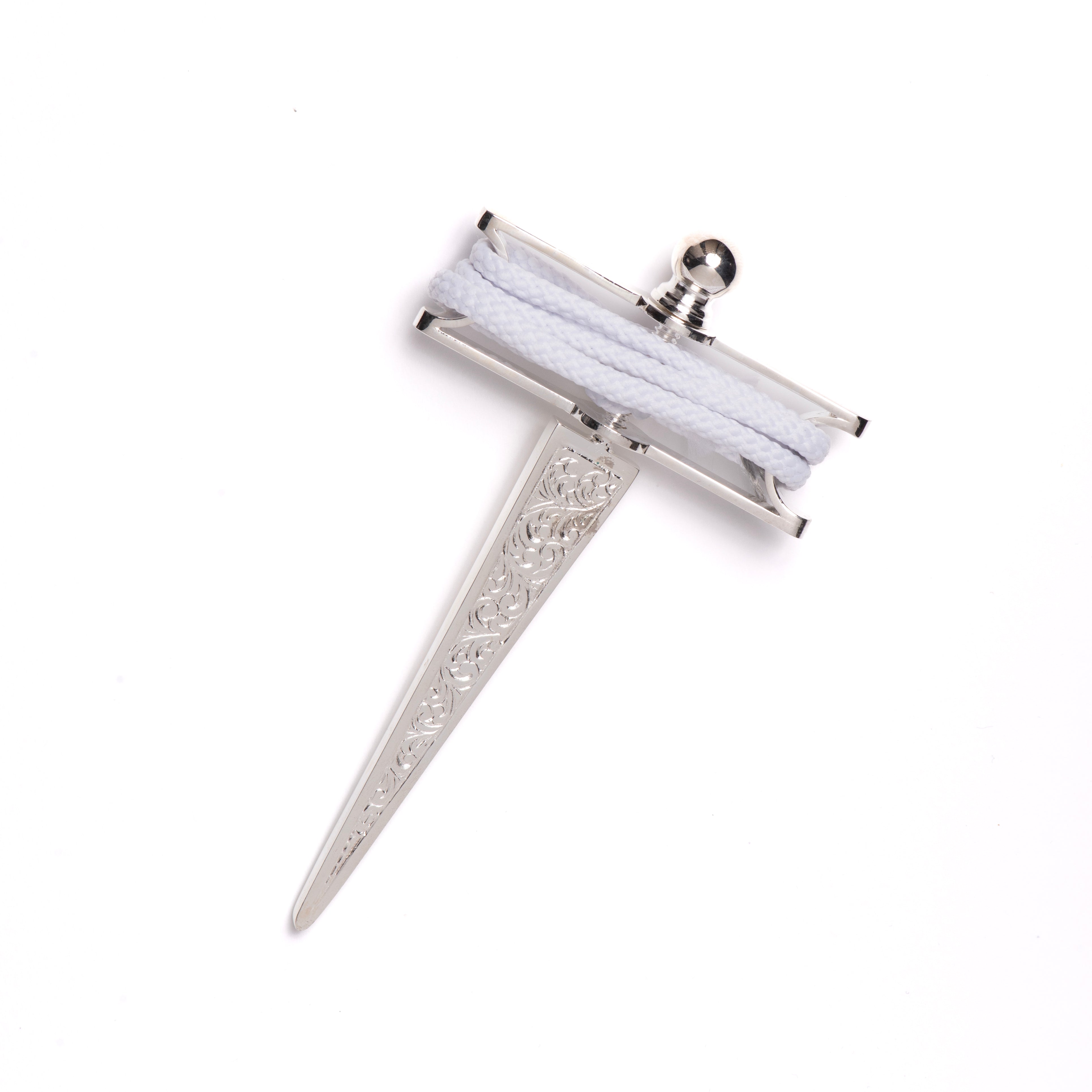 Masonic Skirret with silver coloured base on a white background