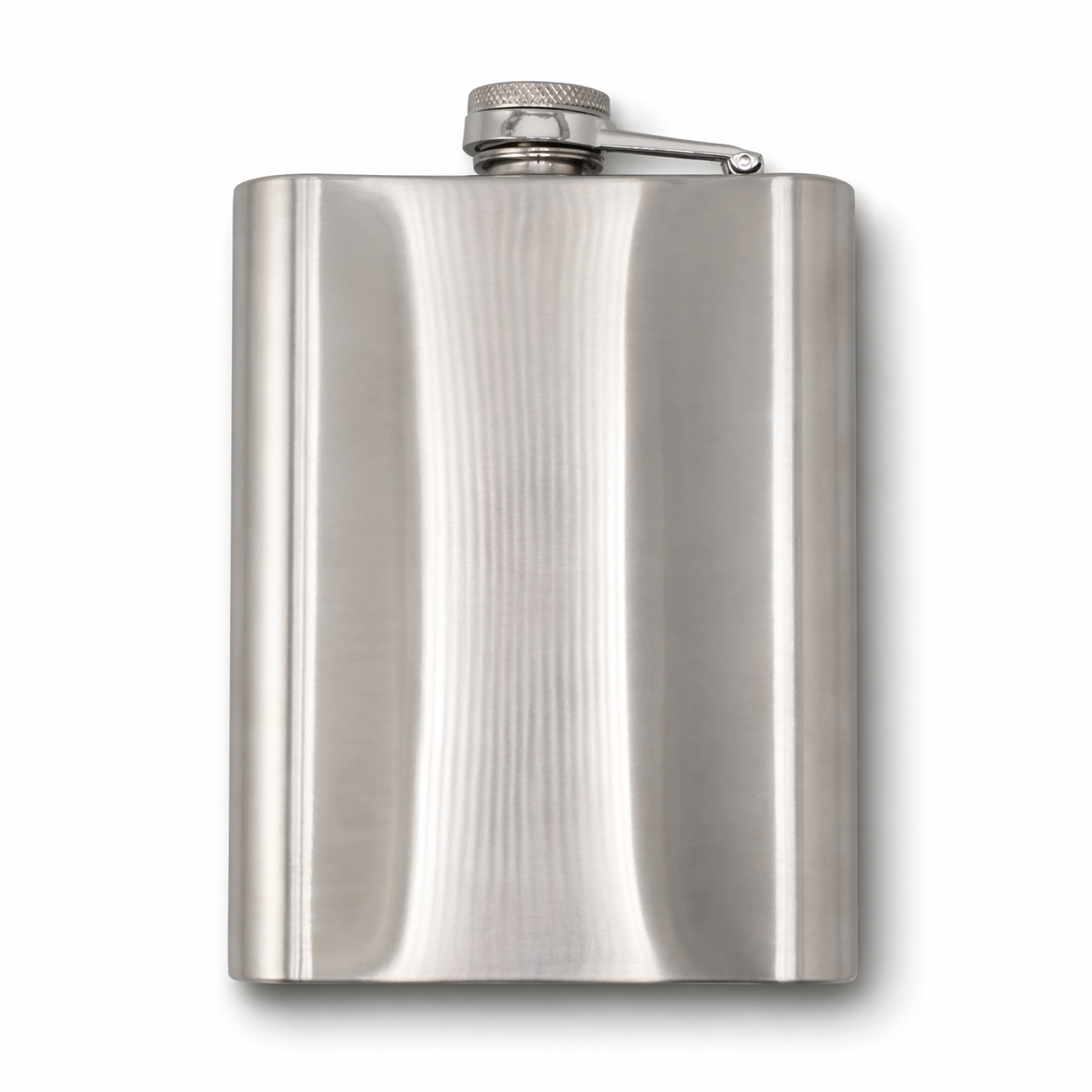 Back view of masonic stainless steel hip flask 7oz  and screw cap, Freemason gift.