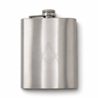 Masonic stainless steel hip flask 7oz with engraved square and compass symbo and screw cap, Freemason gift.