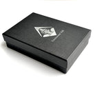 Masonic_Stainless_Steel_Hip_Flask Black box with Freemasons' Hall London logo and silver text on a white background