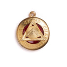 A Masonic Supreme Grand Chapter Active Rank Collar Jewel red & gold-colored metal with a geometric pattern and red enamel details, featuring the text 'Supreme Grand Chapter'.