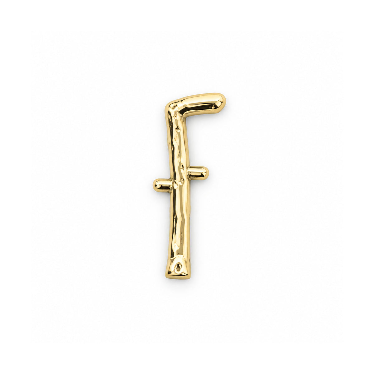 Gold coloured Tubal Caine Lapel Pin Badge on a white background