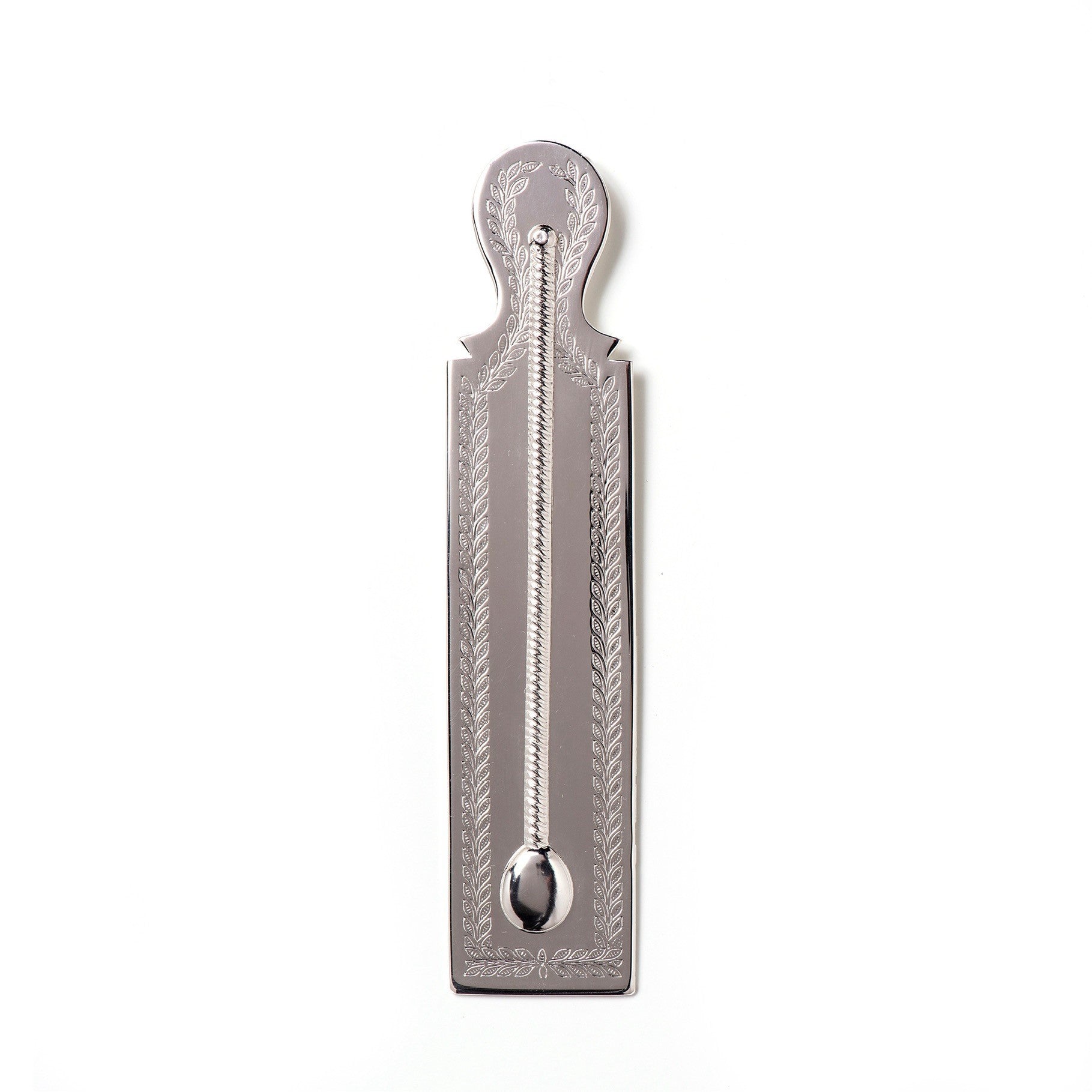 Silver coloured Masonic Plumb Rule on a white background