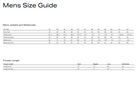 Mens size guide Jackets, Waistcoats & Trousers