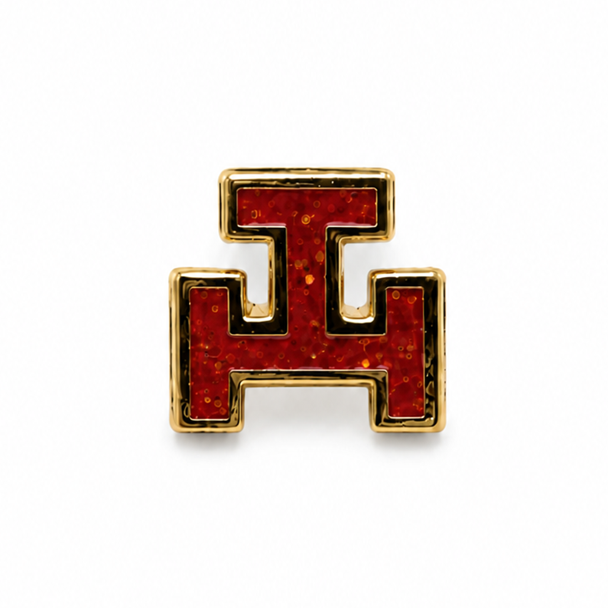 Royal Arch Triple Tau Masonic lapel pin badge in gold and red enamel, Freemason jewelry accessory