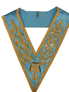 A blue and gold Netherlands Masonic collar with embellishments.