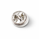 Back view of one journey silver-tone round Masonic lapel 