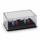 One Journey Freemason masonic striped enamel round cufflinks in clear display case, Freemason formal accessory gift for suit and lodge wear