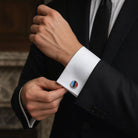 One Journey Freemason Masonic striped enamel round cufflink.