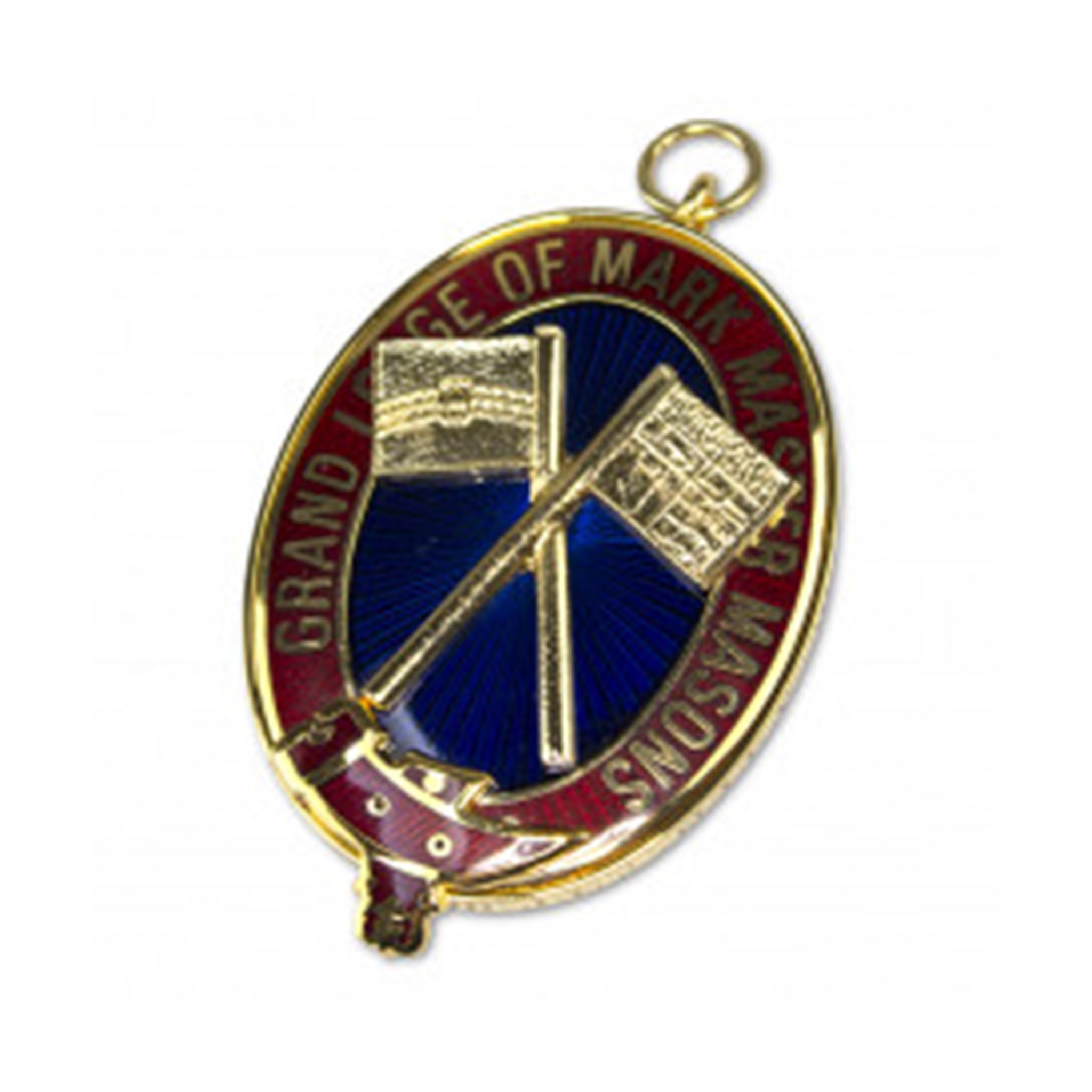 A red, blue & gold coloured Past-Grand-Rank-Mark-Colllar-Jewel with blue and red enamel and Masonic symbols.