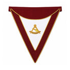 Past Thrice Illustrious Masters Masonic apron with burgundy trim and gold embroidered emblem