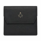 Large black leather Masonic jewel holder with gold Square and Compasses emblem