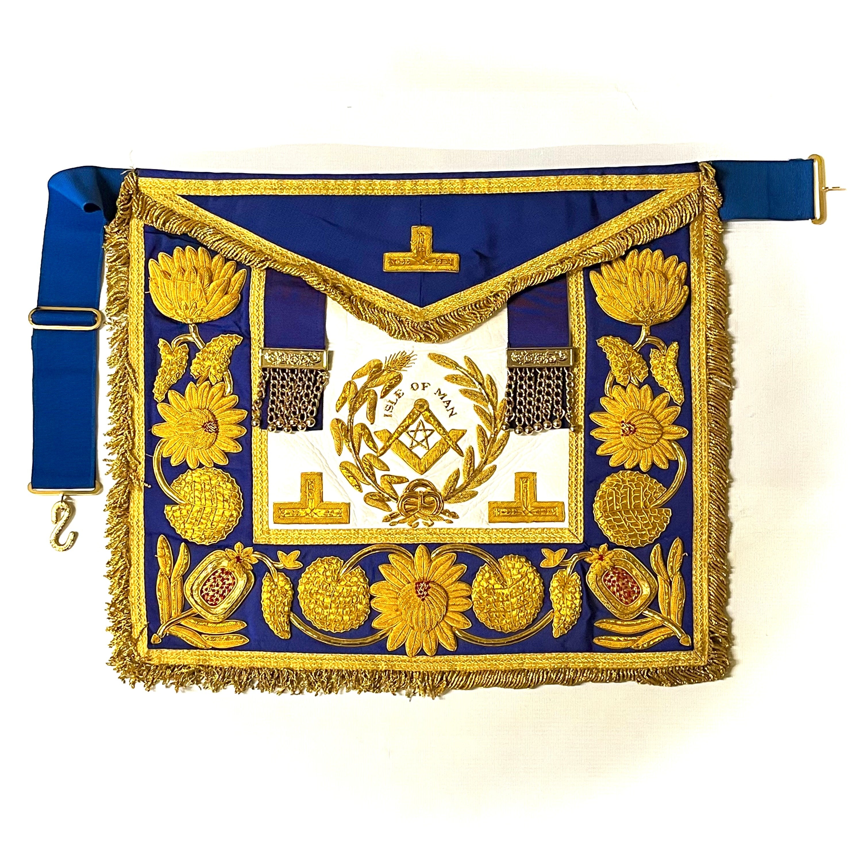 Decoratie Provincial and District Grand Masters' Apron Masonic apron with gold embroidery on a blue background