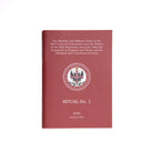 A Masonic red cover book titled 'RITUAL No. 1' with white text and a seal at the top.