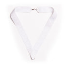 A white, solid-colored collar with a swivel hook tip and a small clip at the rear, displayed against a white background.