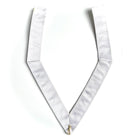 Back of white Masonic 33rd degree collarette with a gold buckle on a white background