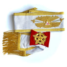 Masonic sash with gold and red details on a white background