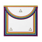 UGLE Official Royal Ark Mariner Commanders Apron, featuring a rainbow-coloured ribbon running along the sides, bottom edge, and flap