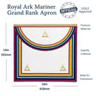 UGLE Official Royal Ark Mariner Grand Rank Apron size dimension