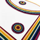 UGLE Official Royal Ark Mariner Members Apron, featuring a rainbow-coloured ribbon running along the sides, bottom edge, and flap close up image