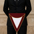 Royal & Select Masters Companion's Masonic Apron with burgundy and gold trim being worn