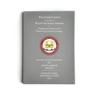 Gray book with text and a logo on a white background