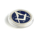 Silver Square & Compasses Freemasons' Hall Coin in plastic case