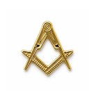Masonic small lapel gold pin badge featuring the freemasons' square and compasses emblem