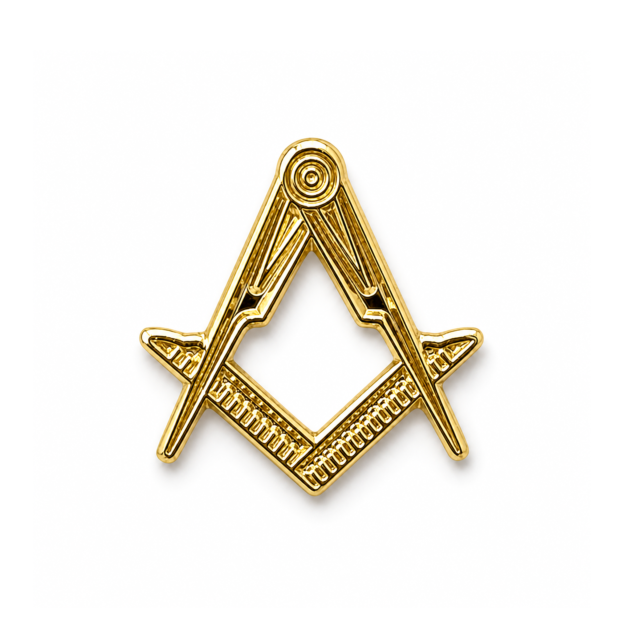 Masonic small lapel gold pin badge featuring the freemasons' square and compasses emblem