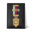 Premium Masonic leather jewel pad with the Royal Arch tri-colour breast jewel on it.
