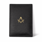 Premium Masonic leather jewel pad, featuring the Square and Compasses emblem in gold.