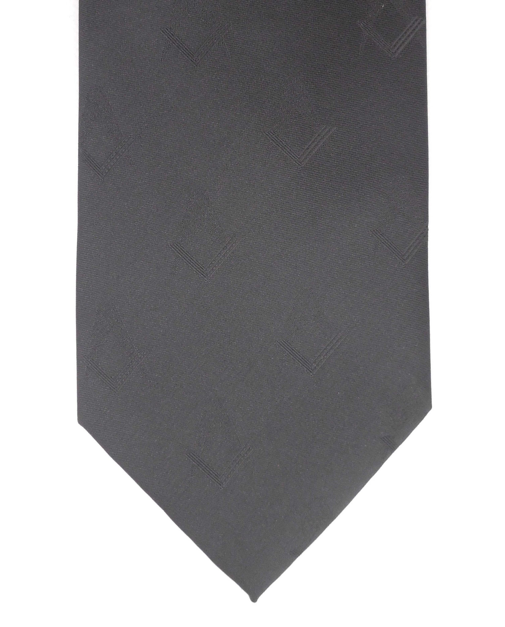 Black Square & Compasses Masonic Tie, showing the tie laid flat.