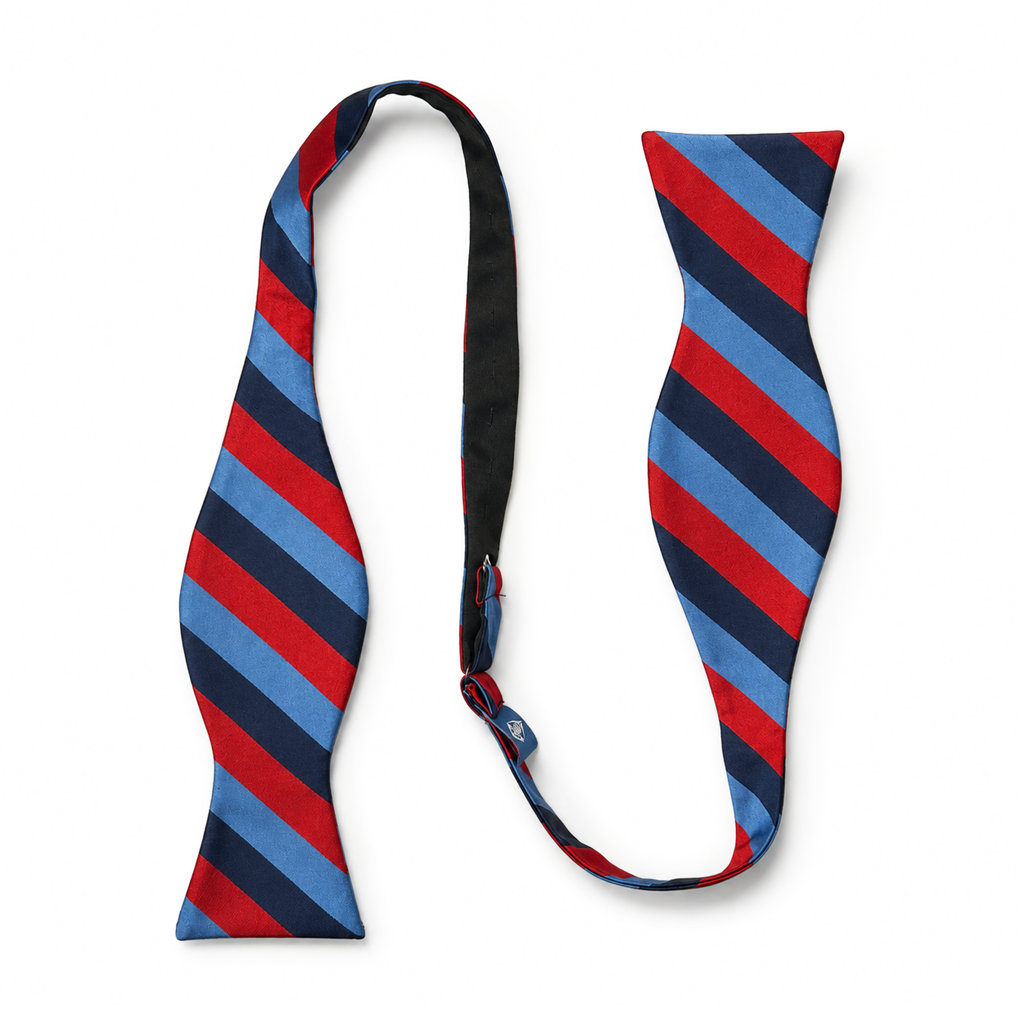 Masonic One Journey silk self-tie bow tie in red, navy and light blue , official UGLE Freemason