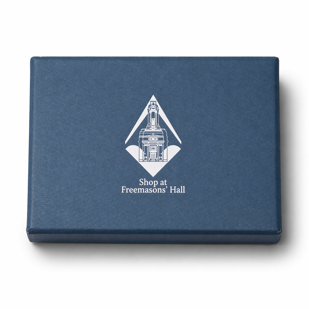 Freemasons' hall Masonic silk bow tie blue gift box.