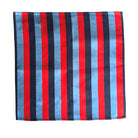 Striped square Masonic hankerchief in silk fabric with red, blue, and navy vertical stripes on a white background