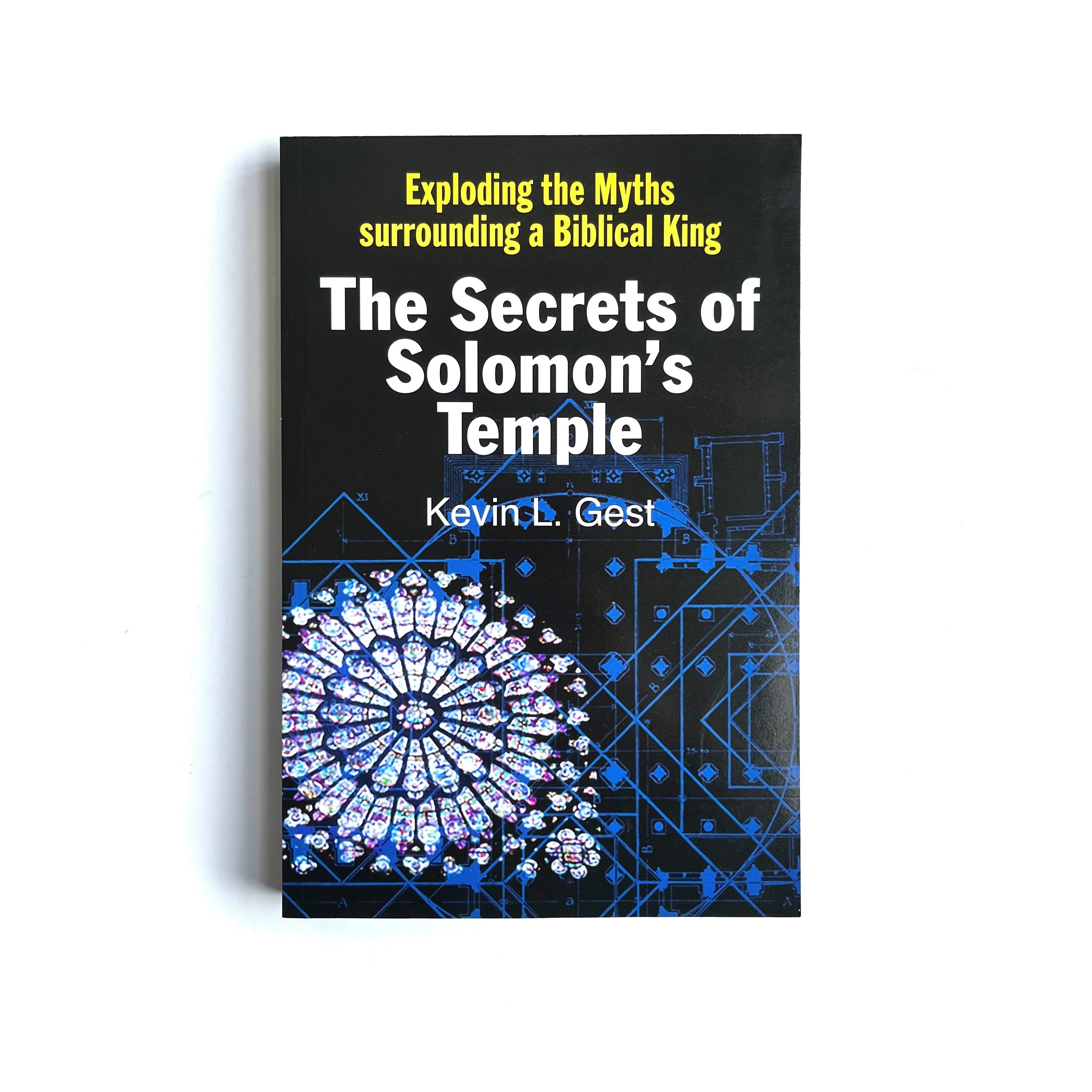 A book cover for 'The Secrets of Solomon's Temple' by Kevin L. Gest, featuring a graphic of a stained glass window and geometric patterns.