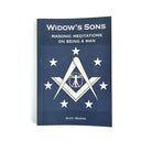 A book titled 'Widow's Sons' with a blue cover featuring a white Masonic symbol and stars.
